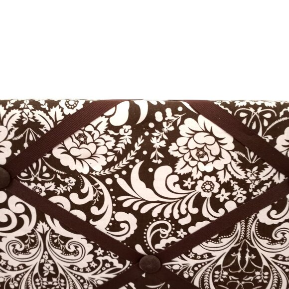 Damask French Memo Board Bulletin Vision Photo Note Brown White Damask Fabric - Picture 2 of 6
